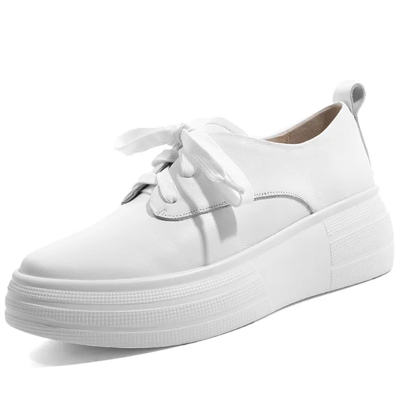 

White Casual Women's Sport Shoes Brand Genuine Leather Fashion Ladies Sneakers Athletic Walking Running Shoes For Women 35-42