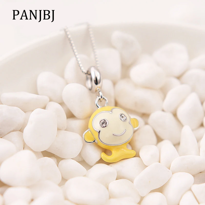 

New 100% 925 Sterling Silver Bead Charm Cute Monkey Pendant Pave CZ Enamel Charms Beads Fit Pandora Bracelets DIY Women Jewelry