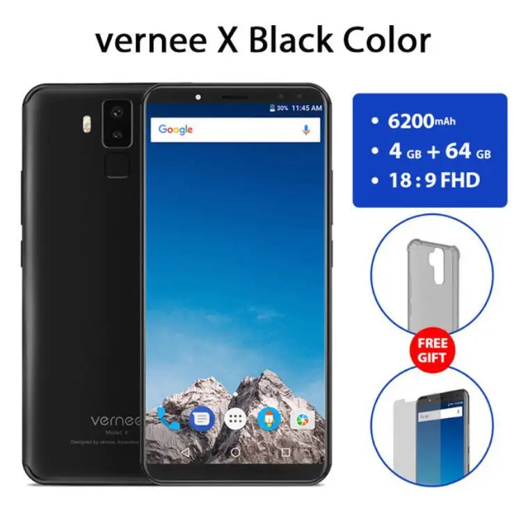 Vernee X 4 GB 64 Helio P23 6 0 &quot18:9 FHD Full Экран MTK6763 Восьмиядерный Face ID смартфон 16MP Камера Android 7