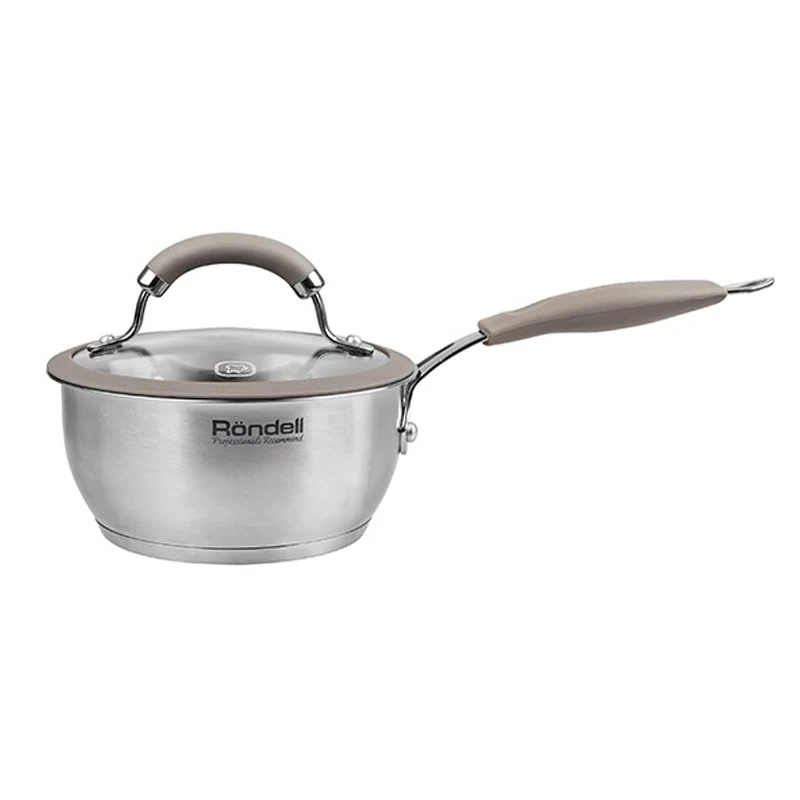 Ковш с крышкой Rondell Balance RDS-752 (Диаметр 16 см, объем 1.4 л, нержавеющая сталь, внутренние отметки литража, подходит для всех типов плит)