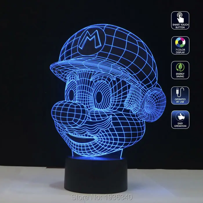 

Free Shipping  3D DECOR The GAME super mario shape LED Night Light lamp 3D KIDS NIGHTLIGHTas gift for  kid 3D041