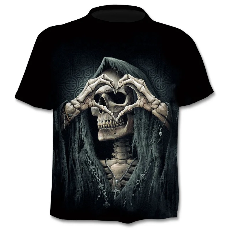 

3D Sugar Skull Tshirts Mens Hipster Horror T-Shirt Teens T Shirts Boys Tops Male Streetwear Tee Shirt Pullover oversized Clothes