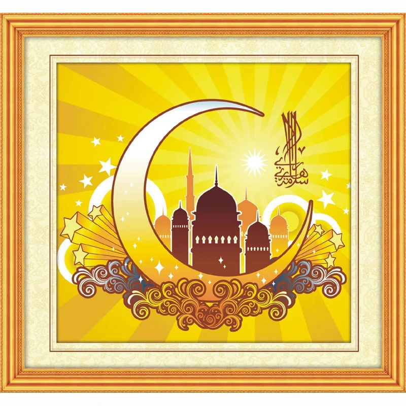 

Diamond draw the Islamic holy month of Ramadan complete drill cross stitch embroidered square religious diamonds painting 5d