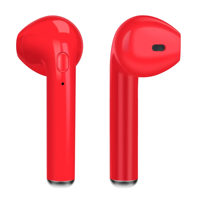 I7 i7s TWS мини беспроводные Bluetooth наушники-вкладыши стерео наушники с зарядным устройством микрофон для всех смартфонов - Цвет: Double red