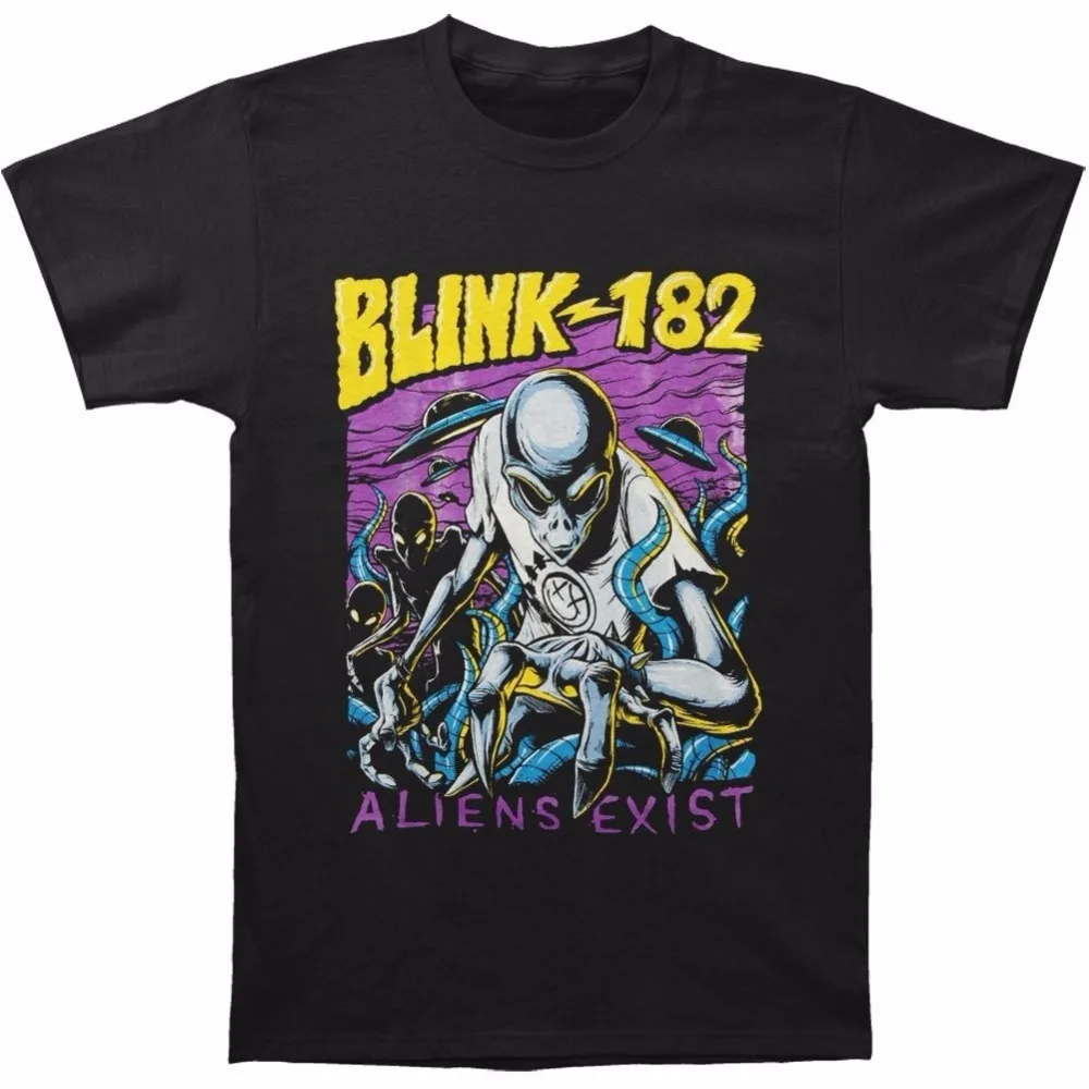 

Tee Shirt Design Cotton Blink 182 Aliens Exist Mens T Shirts O Neck Tops Tee Short Sleeve Zomer O-Neck T Shirts For Men