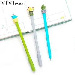 Vividcraft 2 предмета 0.5 мм Kawaii кактус гелевая ручка Материал Эсколар Pentel гелевая ручка пополнения чернил школьные принадлежности канцелярские