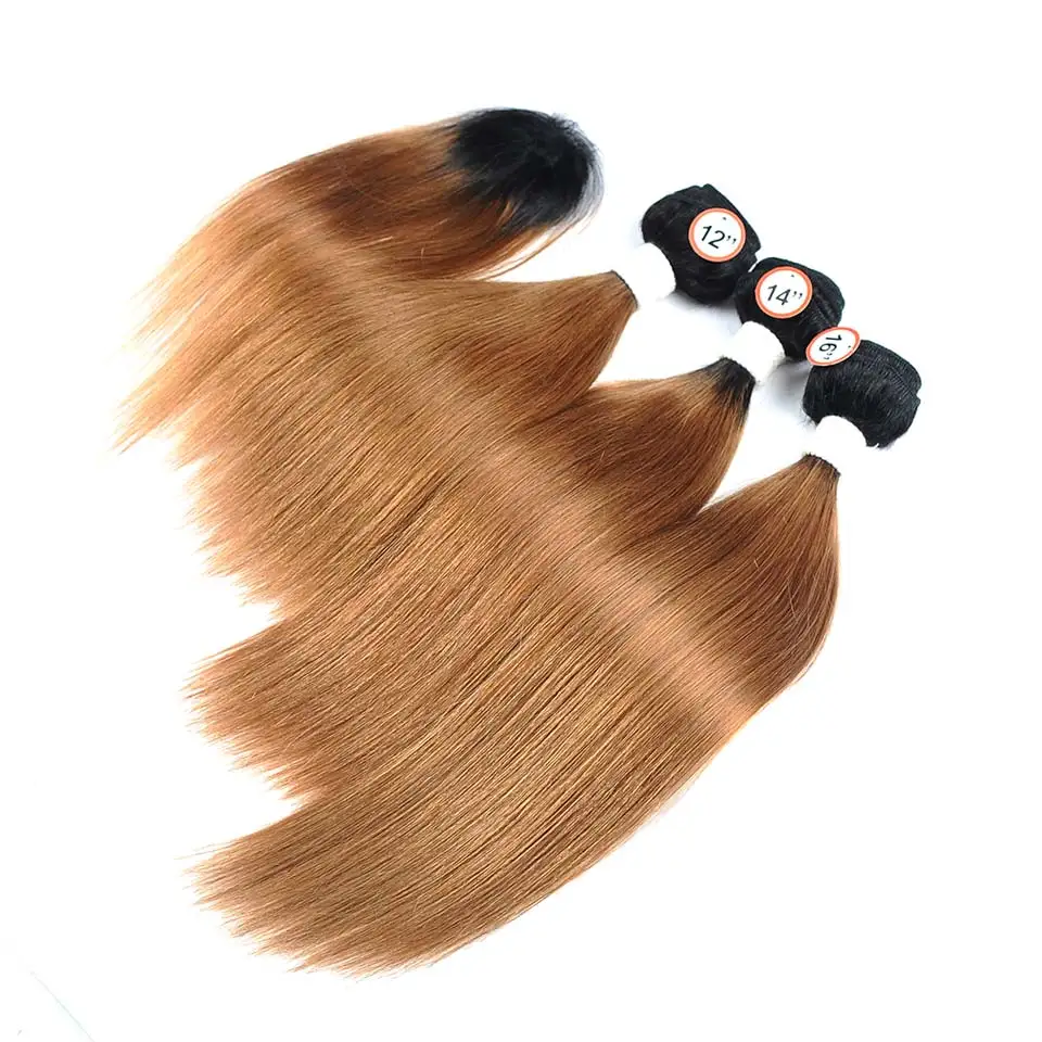 Ombre Bundles With Closure Dark Blonde 1B 30 Hair Peruvian Straight Human Hair Weave 3 Bundle With Closure Pinshair Nonremy Hair (7)