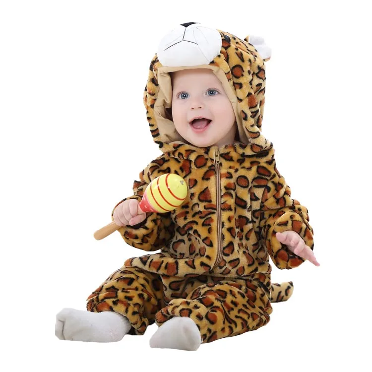 MICHLEY детские комбинезоны с капюшоном и рисунком животных для мальчиков и девочек, комбинезоны унисекс, мягкая фланелевая одежда, детская игрушка Магический жезл, костюм - Цвет: Leopard