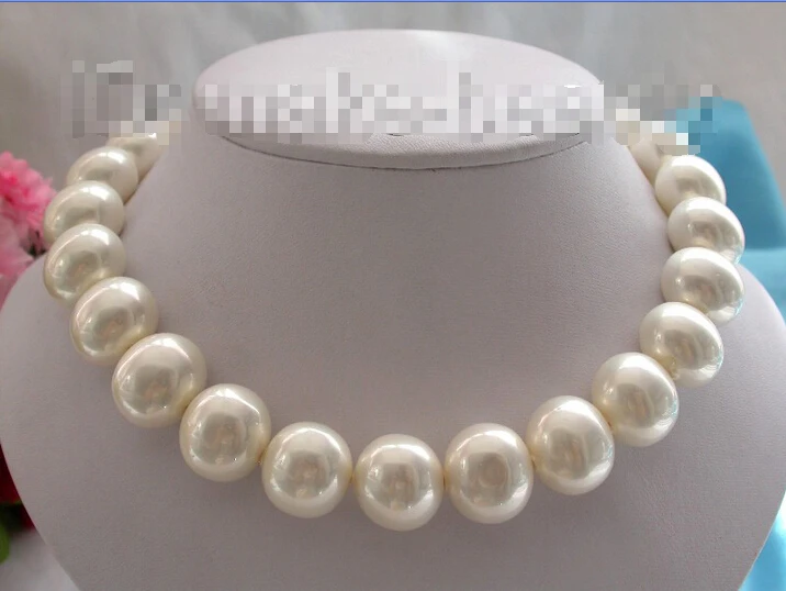 

Free shipping >>>>>> stunning big 19mm baroque white south sea shell pearl necklace