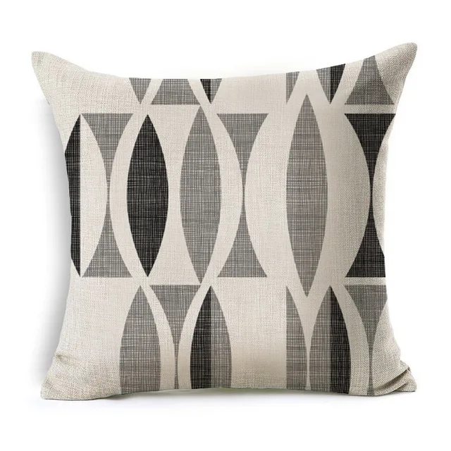 1Pcs Beige Black Geometric Pattern Cotton Linen Cushions Home Decor Throw Pillow Car Sofa Seat