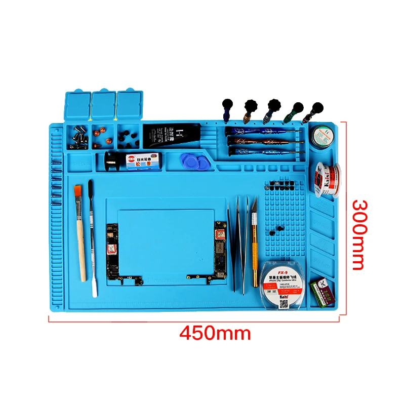 

45x30 Big Heat-Resistant Silicone Pad Desk Magnetic Mat Electronic PCB BGA Soldering Repair Work Insulation Mat Hot Air Station