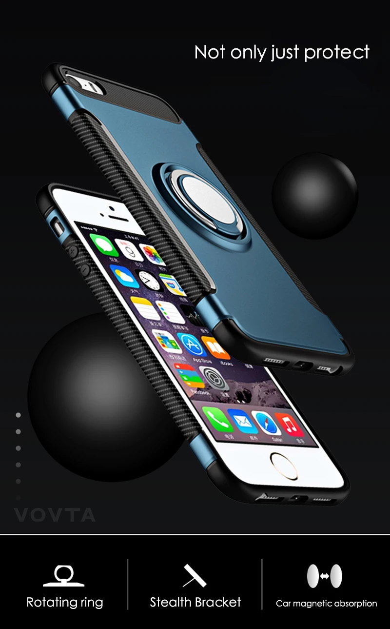 VOVTA Luxury Anti-knock case for iPhone 5 5s SE  Metal Ring Bracket case Shockproof Rugged Armor Phone Cover for iPhone5 5S SE1