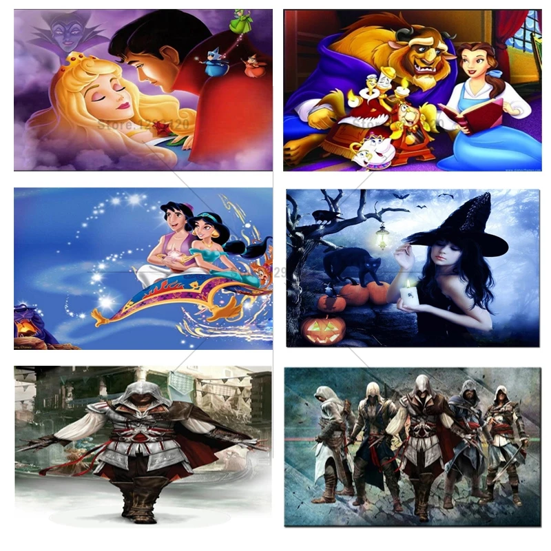 

DIY 5D Square Diamond Painting Cross Stitch Kits Beauty & beast Diamond Mosaic Full Diamond Embroidery Patterns cartoon