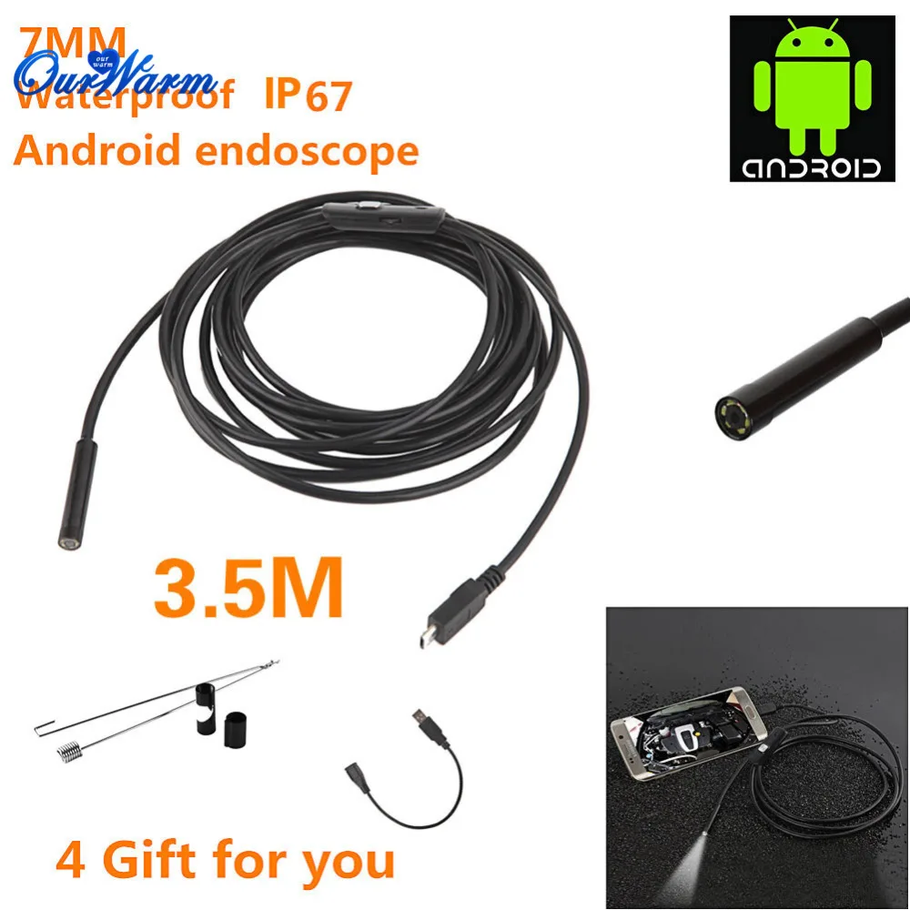 2m 7mm Waterproof USB Endoscope Borescope Snake Inspection Camera 6LED