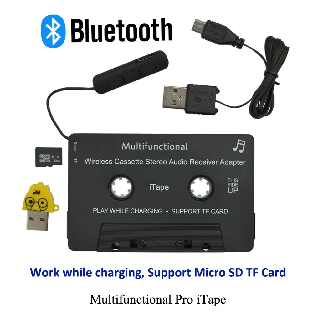 Новейший беспроводной iTape CSR Bluetooth V4.0+ EDR стерео аудио кассетный плеер приемник адаптер может работать во время зарядки для автомобильной палубы