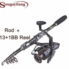 New 1.8- 3.0m Fishing Rod Set and 14BB Metal Spoon Reel Lure Spinning Fishing Reel vara de pesca de carbono