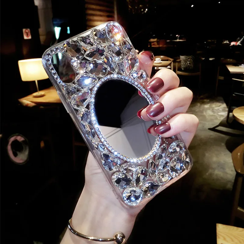Dower Me Luxury Fashion Full Bling Crystal Diamond Mirror Cell Phone