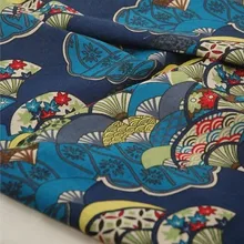 Хлопок белье японский стиль синий вентилятор цветок ткани для ручной работы Одежда DIY Графический лоскутное скатерть Подушки Текстиль