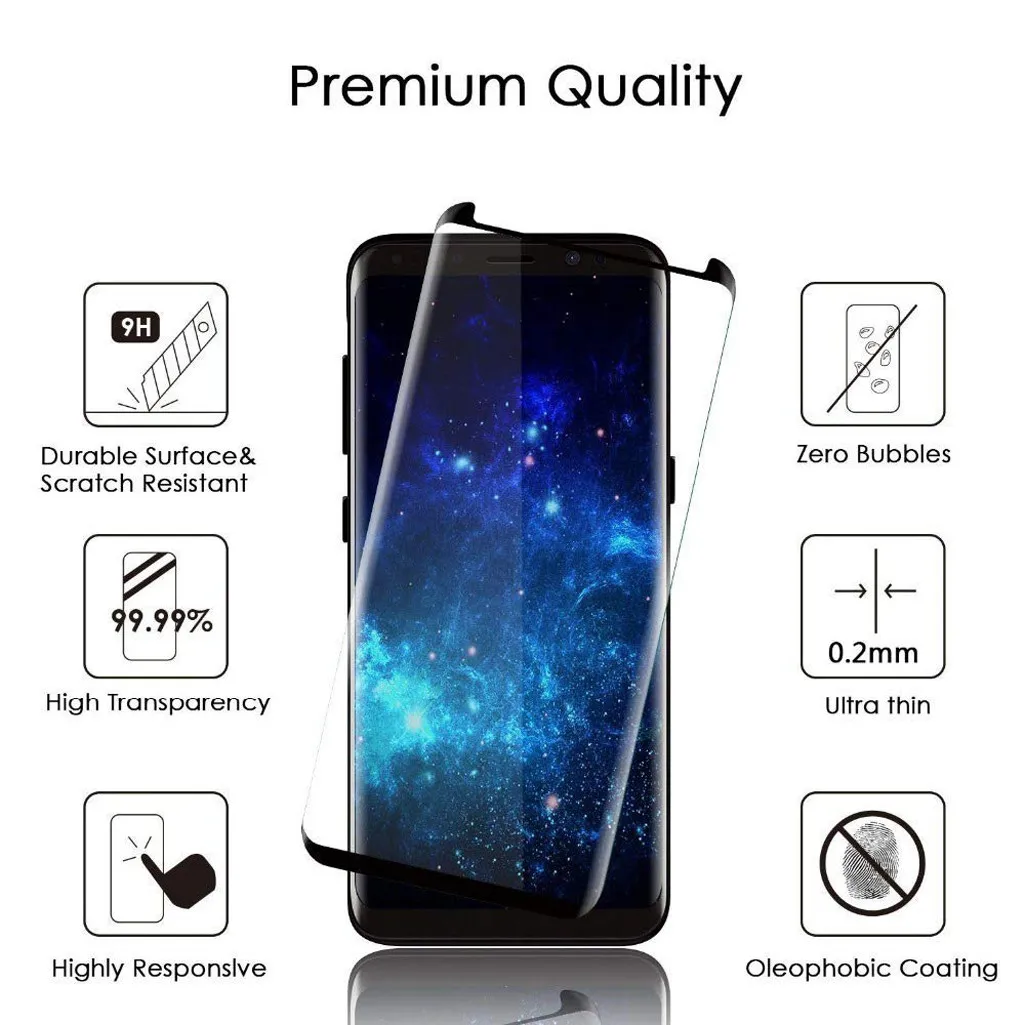 Для samsung Galaxy S9 закаленное защитное покрытие театр 3d de Superficie; Curva de Pantalla Completa Borde suave lámina de стекла Para la 2 шт# P3