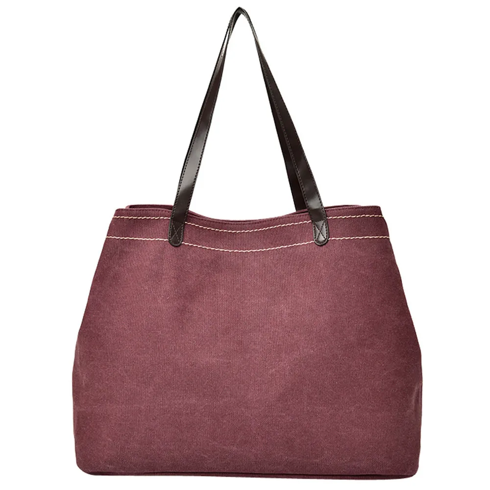 

CONEED Canvas Handbags Big Women Bag Fashion Women Bags Pure Color Zipper Hasp Shoulder Bag High Quality Ladies Large Bag No12