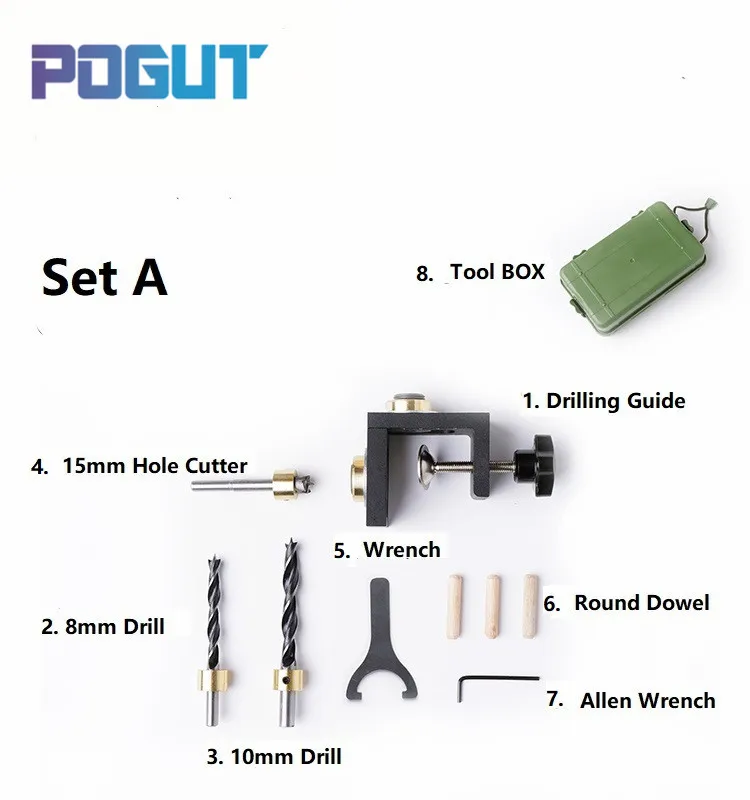 Набор столярных инструментов, направляющая для сверления дерева, дюбель, джиг для угловых кромок, поверхностных стыков, инструмент для бурения древесины