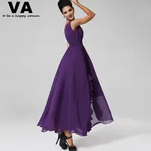 Women Sexy Purple Dresses Chiffon V Neck Split A Line Dress Woman Summer Casual New Arrival Slim Elegant Vestido Longo W00524