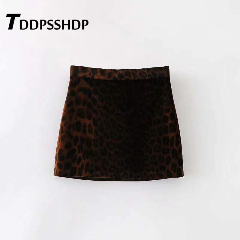 Бархатная мягкая женская юбка с леопардовым принтом новая популярная модная линия Мини женские юбки