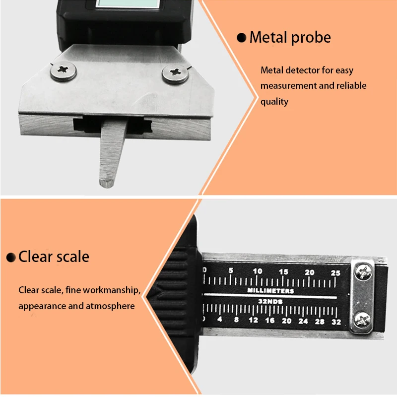 Черный цифровой измеритель Глубина рисунка протектора из нержавеющей стали 0-25 мм измерительная линейка измерительный прибор для измерения давления автомобиля
