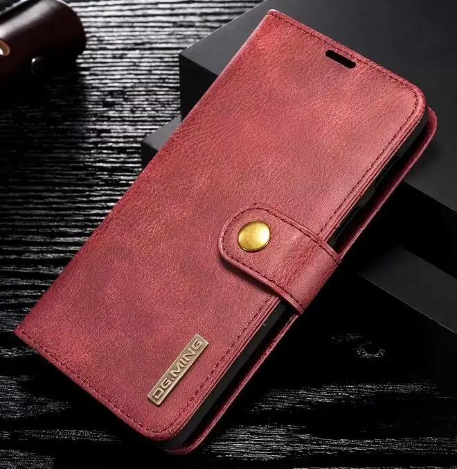 2 in 1 Leather Wallet Magnetic Detachable Case Cover For Samsung Galaxy note 10 PLUS 8 9 S7 edge S8 S9 S10E S10 Plus 5G - Цвет: red