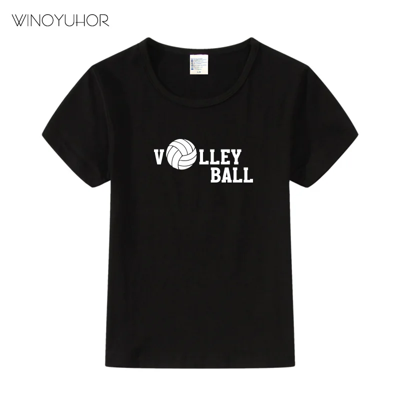 Playing Volleyball Print T Shirt Boys Girls Summer Short Sleeve Tops