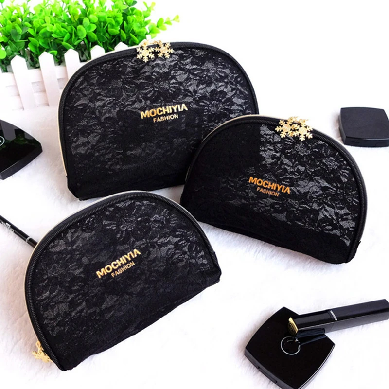 

lace transparent Cosmetic Bags Women mesh Make up Bag Travel Organizer Beauty Toiletry wash MakeUp Case neceser bolsa maquillaje
