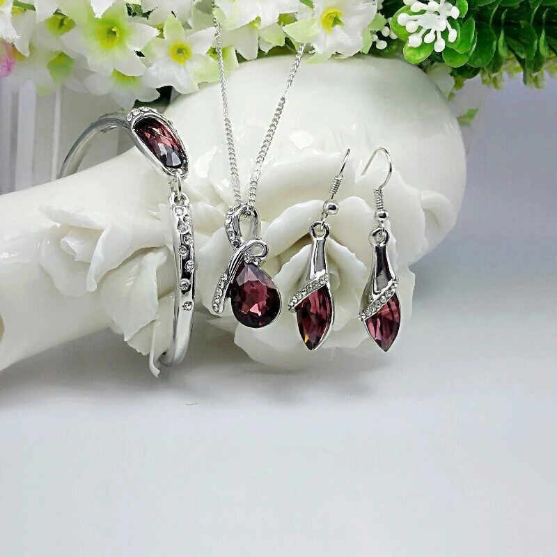 Женский ювелирный комплект из колье серёг и браслета|sets pendant|jewelry sets pendantcrystal jewelry