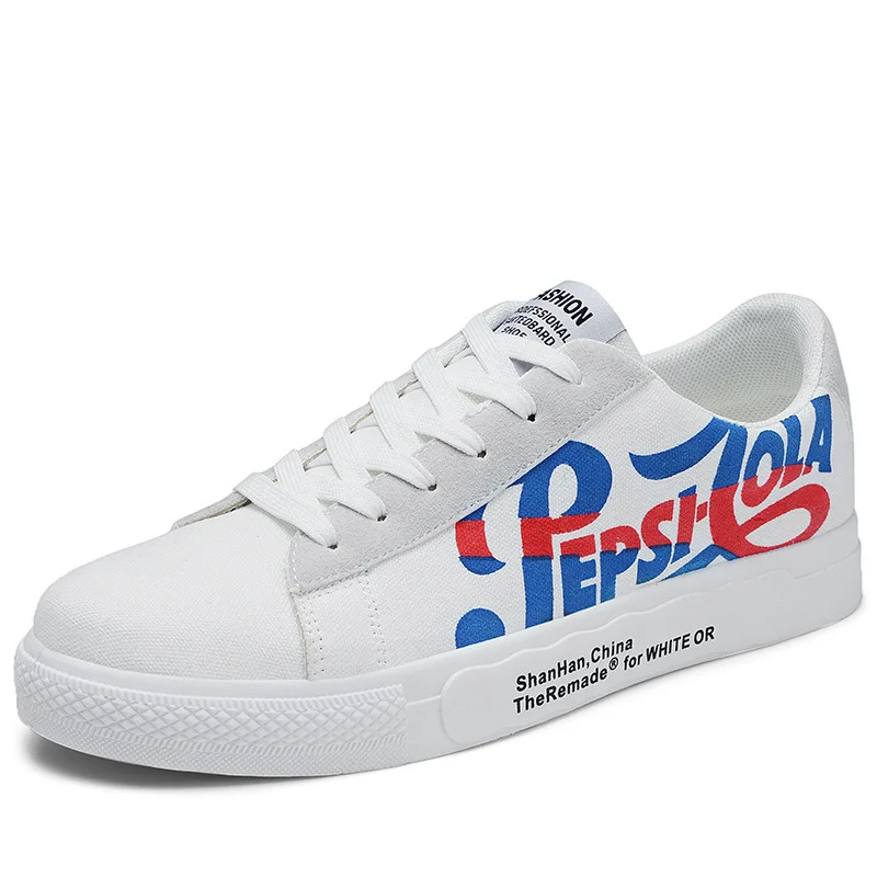 2019 Canvas Shoe Ventilation Male Casual Platform Shoes Young Trend Doodle Men's Skate Shoes Zapatos De Hombre Sneakers Men