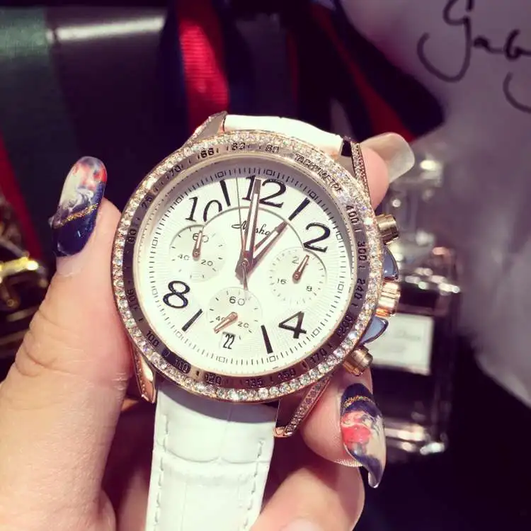 Luxury Brand Ladies Watch Women Fashion 3 Eyes Dial Watches Women s Leather Calender Quartz Watch
