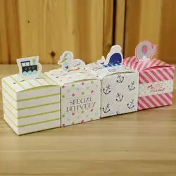 100 шт./лот украшение партии мультфильм животных коробка конфет Baby Shower День рождения сувениры подарок Коробки конфет мини квадрат
