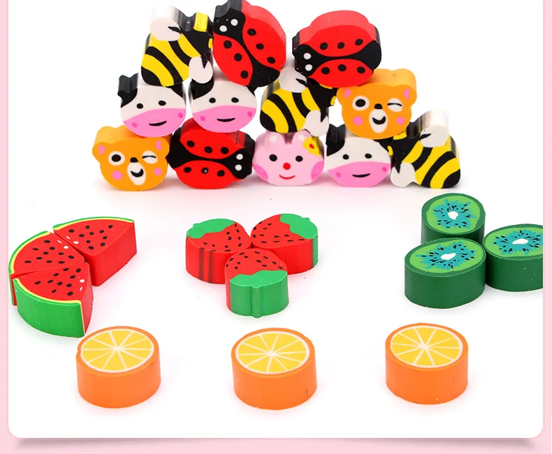 Симпатичные мультяшная Резина 24 Упак. фрукты ластик карандаш с животными ластик Искусство и ремесла игрушка для малыша