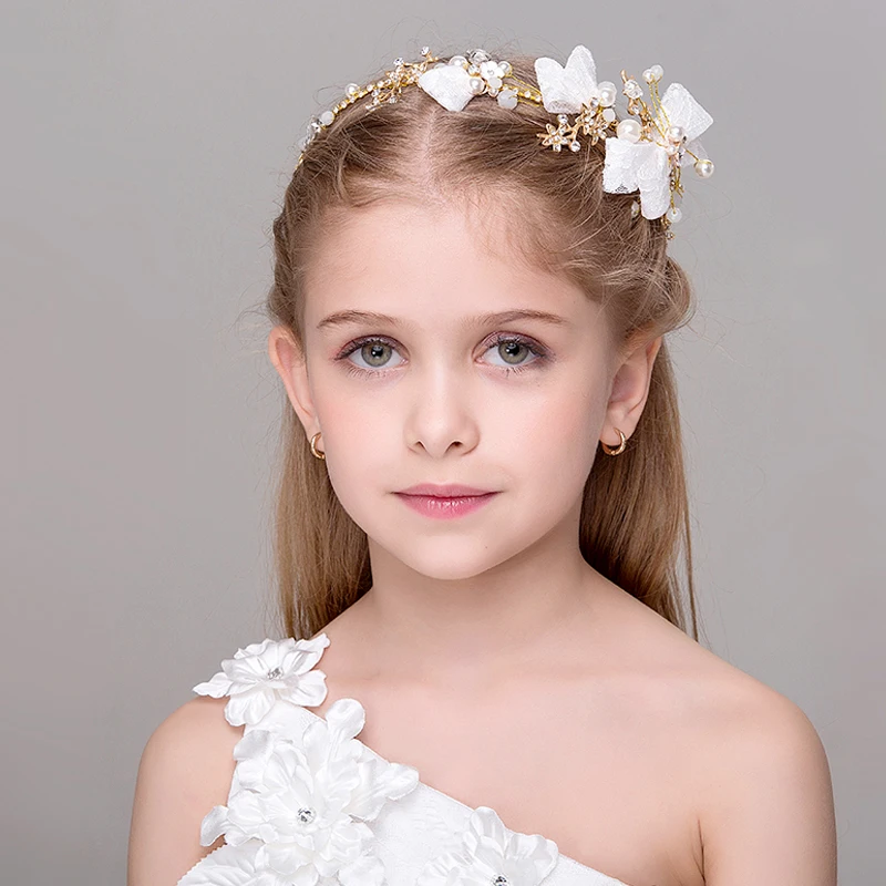 Modest Gold Color Headband Lace Bowknot Handmade Headpiece Hair