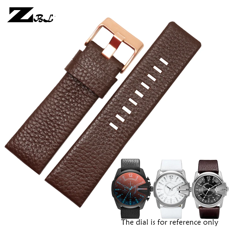 Genuine leather strap watchband 22 24 26 27 28 30mm Litchi grain Watch band  Soft comfortable DZ4386 watch bracelet