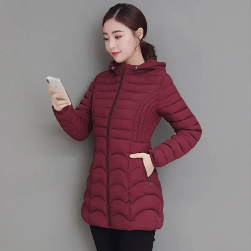 YAGENZ Autumn Winter Jacket Women Parka Coat Plus Size 6XL Korean Thin Down Cotton Jacket Women Tops Double Pocket Hooded Jacket