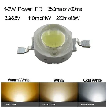 

High Brightness 30pcs LED High Power 1-3W 3.2-3.8V,White,Warm White,Nature White DIY System Free Shipping