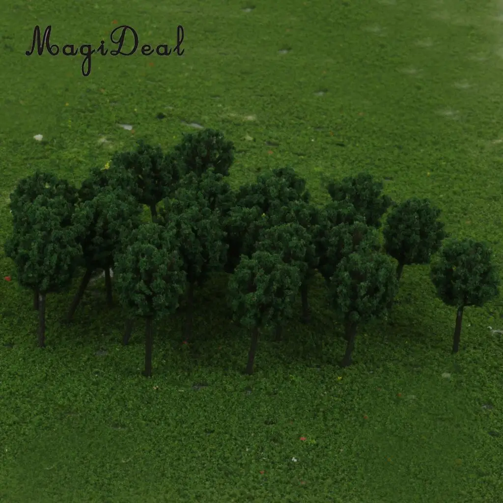 50Pcs 1/300 Scale 4cm Dark Green Model Trees Z Scale Train Street Park Countryside Model Building Scenery Landscape 4Colors