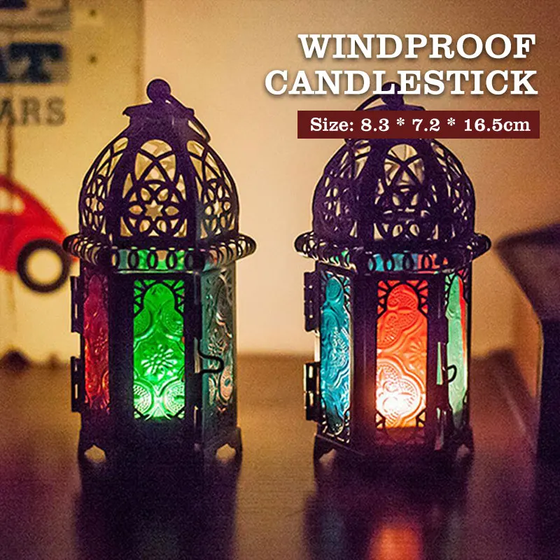

Nordic Candlestick Candle Holder Windproof Creative Candelabrum Castle Pattern Photography Props Home Decoration European