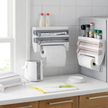 

Newly Plastic Refrigerator Cling Film Storage Rack Wrap Cutter Wall Hanging Towel Tool Home Kitchen TE889