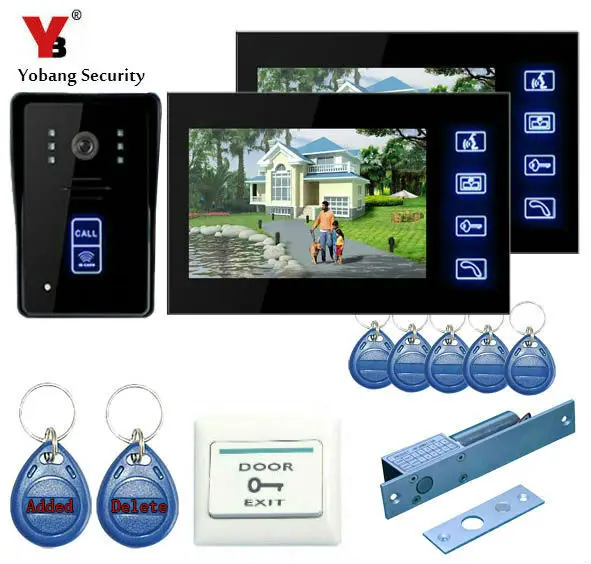 

YobangSecurity Touch Key 7"Inch Video Door Phone Doorbell Intercom Entry System With RFID Keyfobs,Electronic Lock,Exit Switch