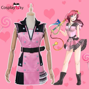 

XS-XL Kingdom Hearts III 3 Kairi Cosplay Costume Uniform Outfit Combat Suit Women Halloween Carnival Cosplay Costume Pink DRESS