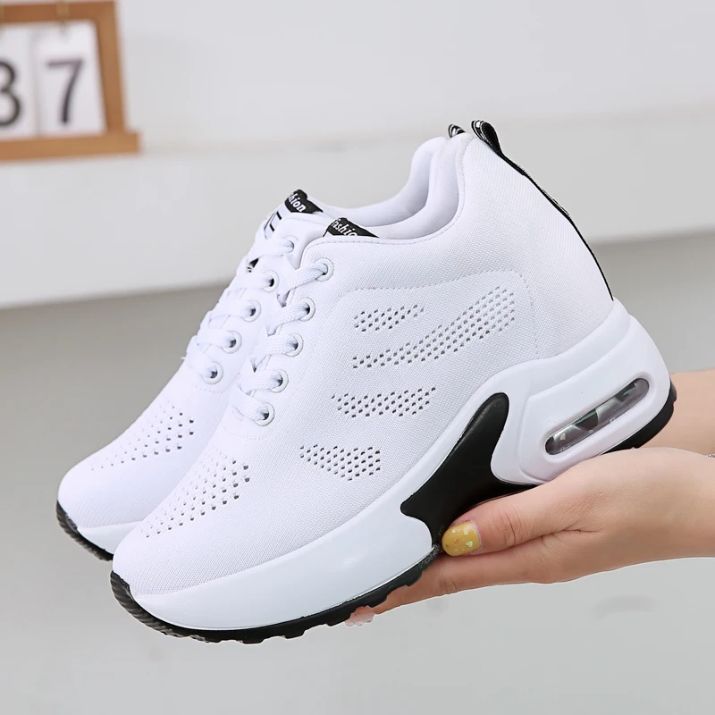 Breathable Flying Knitting Women Sneakers Hide Heel Fashion Sneakers Women Platform Casual Shoes zapatillas mujer XZ136 (13)