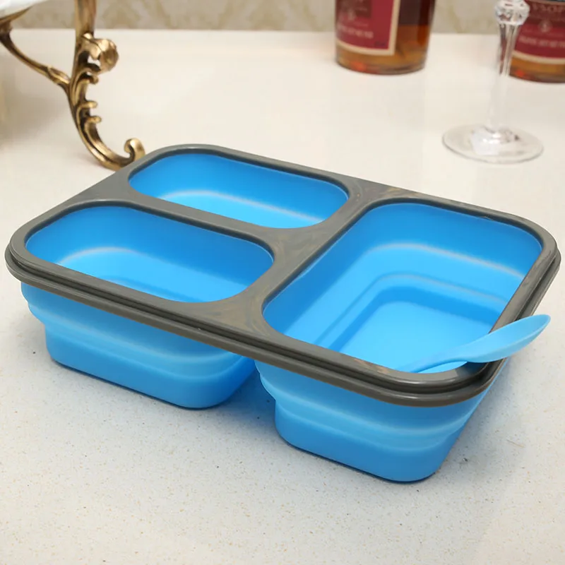 4 Цвета Soild Силиконовый складной Ланчбокс портативный 2/3 ячейки Bento коробка