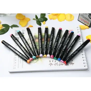

12 colors Double written slim marker pen kawaii stationery school supplie Graffiti art supplies