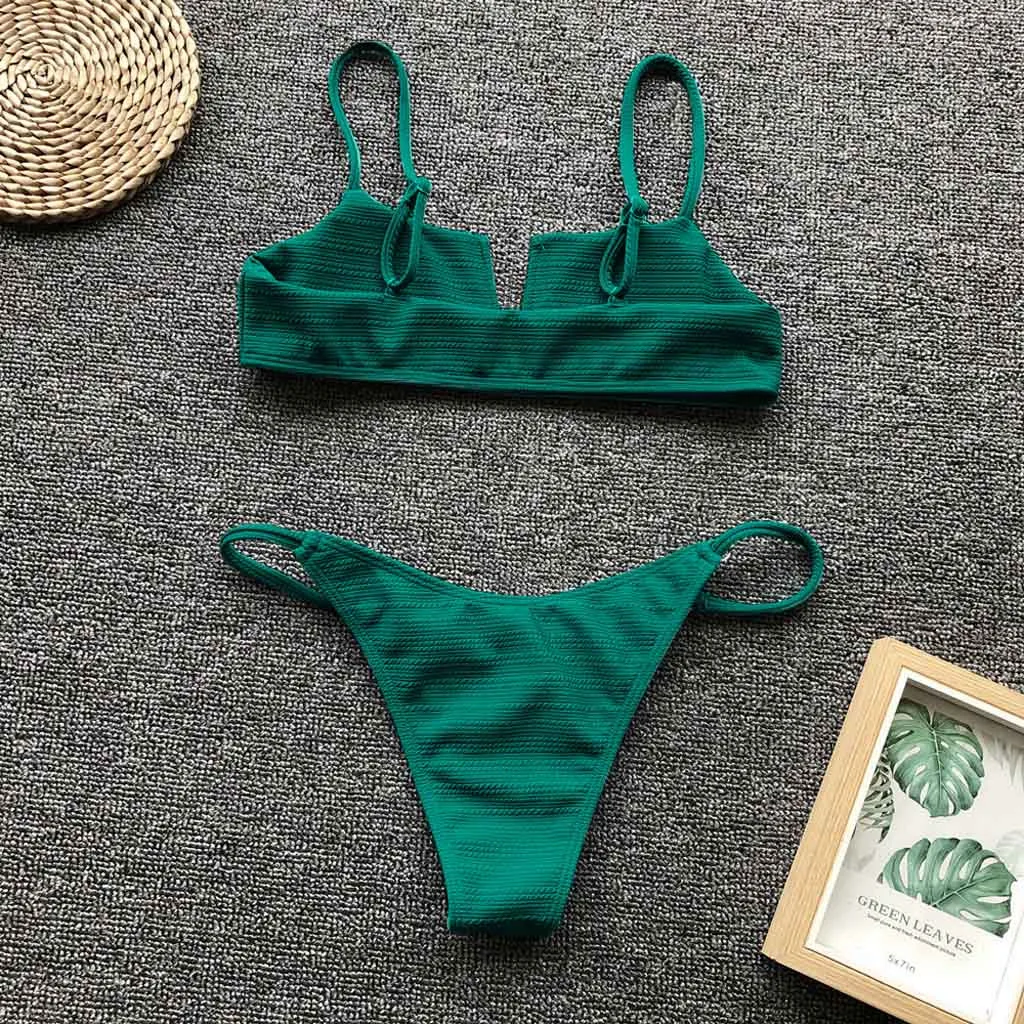 New Trend Sexy Swimsuit Women Swimwear One Piece Beachwear Bodysuit Push-Up Padded Solid Bikini Set