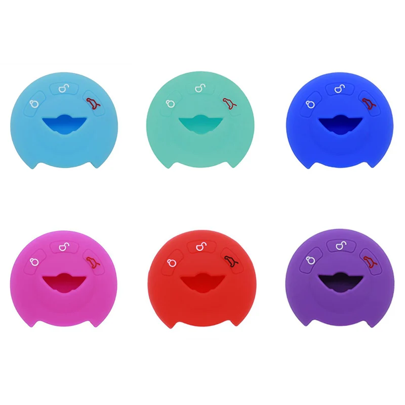 

PREISEI Red Black Purple Blue Green 3 Button Silicone Car Key Cover For BMW Mini Smart Remote Key Protector Bag